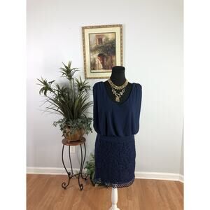 Laundry Women's Draped Navy Dress 2 Wimsigoth Grunge Fairy Sleeveless Blouson